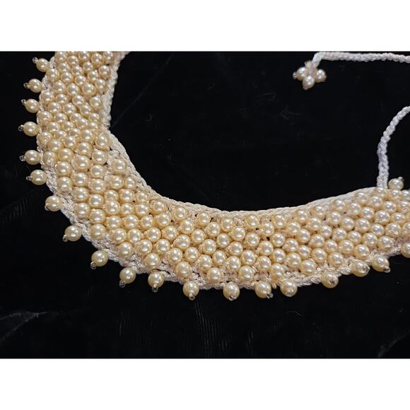 1940s Pearl Collar Necklace Adjustable RARE - Picture 6 of 10